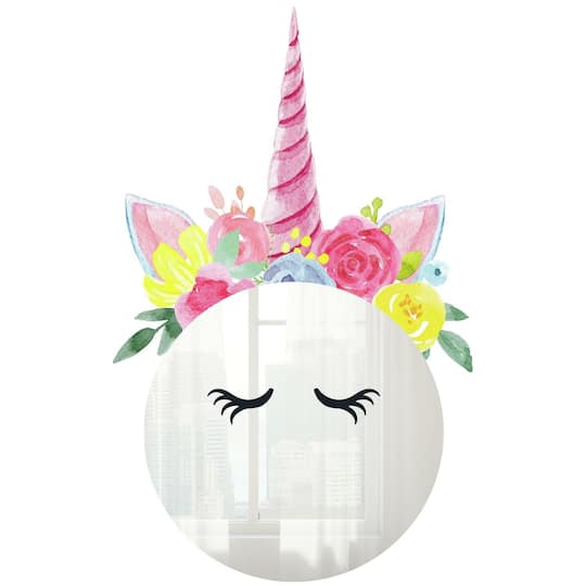 RoomMates Floral Unicorn Mirror Peel & Stick Wall Decals